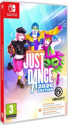 The image shows the front cover of a Nintendo Switch game case for 'Just Dance 2026 Edition'.