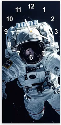 Produktbild von Wanduhr aus Glas mit Motiv Astronaut im All- 30 x 60 cm - inkl. Aufhängesystem