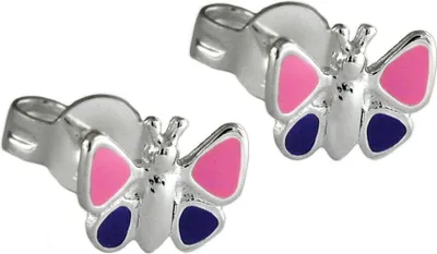 Produktbild von Stecker Ohrstecker Ohrschmuck Schmetterling lila 925 Silber Kinder