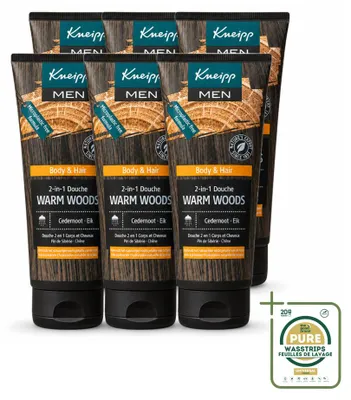 Productafbeelding van 6 x Kneipp Men 2-in-1 Douchegel Warme Houtaroma - 200 ml - Voordeelverpakking - 6 stuks