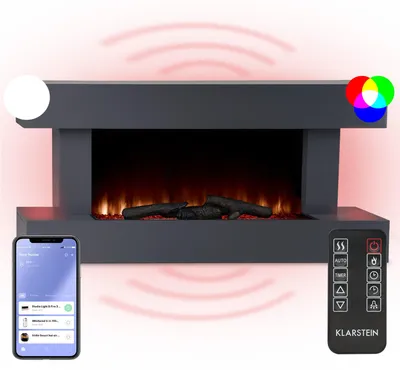 Image de Klarstein Cheminee Electrique Effet Flamme, Cheminée Electrique Decorative Chauffante de 2000W, Télécommande et Minuterie, Fausse Cheminée a LED, Chauffage Cheminée Électrique Murale a Poser