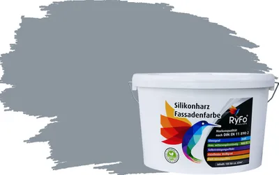 Produktbild von RyFo Colors Silikonharz Fassadenfarbe Lotuseffekt Trend Silbergrau 10l  - bunte Fassadenfarbe, weitere Grau Farbtöne und Größen erhältlich, Deckkraft Klasse 1