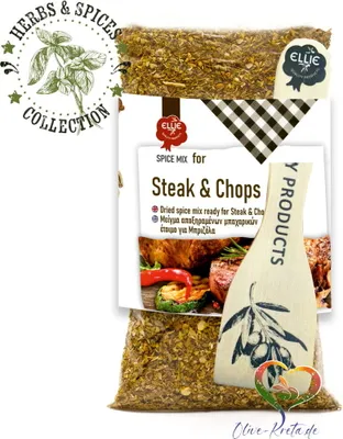 Produktbild von ELLIE 14500 Gewürzmischung für Steak/Koteletts 130g mit Holzspatel von Kreta