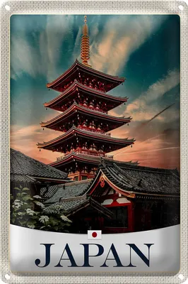 Produktbild von Blechschild Reise 40x30cm Japan Asien traditionelles Gebäude