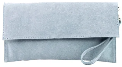 Productafbeelding van modamoda T151 dames clutch van wildleder met ruw leer, geschikt als handtas, schoudertas of avondtas