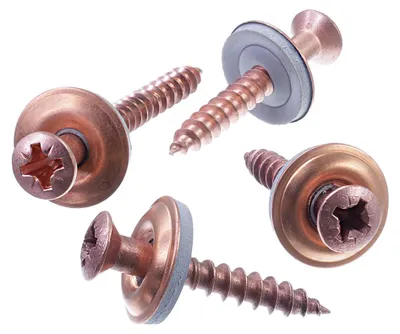 Produktbild von SECCARO Spenglerschraube 4,5 x 150 mm, verkupfert, Edelstahl A2, EPDM-Dichtscheibe 15 mm, Kreuzschlitz / PZ, 50 Stück
