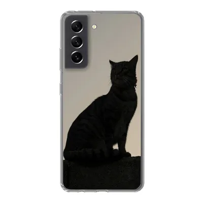 Produktbild von MuchoWow® Handyhülle Schutzhülle Hülle für Samsung Galaxy S21 FE Katze - Dunkelheit - Zaun Silikon Softcase Handy Hülle - Mobiltelefonhülle