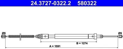 Produktbild von ATE Handbremsseil Seilzug Feststellbremse für CITROËN XSARA (N1) Hinten Links 24.3727-0322.2