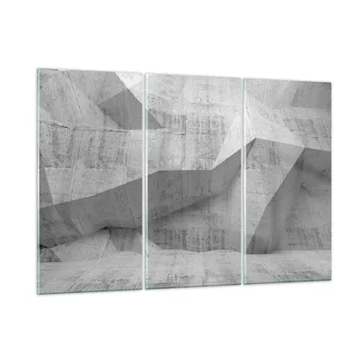 Produktbild von Bilder auf glas - 3 Teile - Beton Wand Grau - 105x70cm - Glasbilder - Wandbilder - Bilder - zum Aufhängen bereit - Wanddekoration aus Glas - Glas Bilder - Wandbild auf Glas - GCE105x70-4183