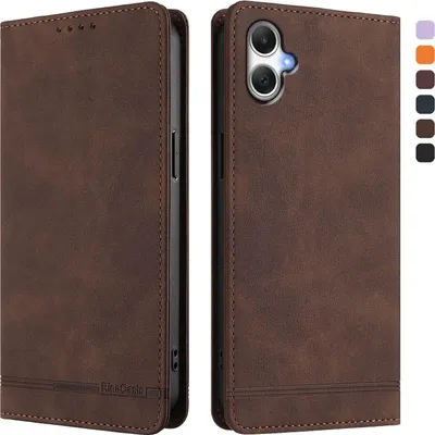 Immagine prodotto di Custodia per Samsung Galaxy A06 5G/4G, custodia retro in Finto cuoio con supporto e slot per carte di credito Marrone