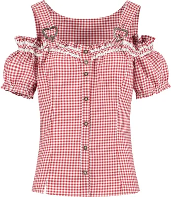 Produktbild von Dirndl Korset Bluse Rot-Weiß 44