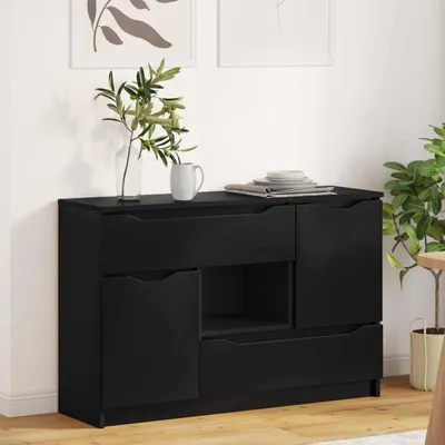 Zdjęcie produktu dla Komoda vidaXL, czarna, 100 x 30 x 65,6 cm, płyta wiórowa