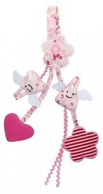 Image de Trousselier Hochet berceau porte tetine fleurs roses