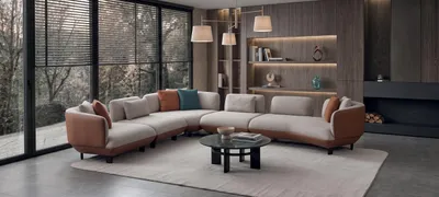 Obrázek produktu pro Rohová pohovka s šedou čalouněním, designová, obývací nábytek