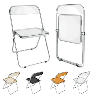 Image de Chaise pliante transparente en acrylique avec assise en cristal