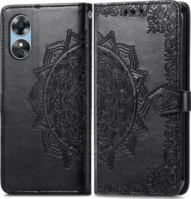 Produktbild von Mobigear Mandala  OPPO A17 Hülle Klapphülle Geldbörse - Schwarz