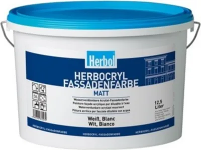 Produktbild von 12,5L Herbol Herbocryl Fassadenfarbe weiss matt Wandfarbe