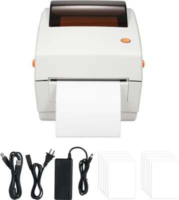 Produktbild von Bisofice Thermo-Etikettendrucker, 4 x 6 Zoll, Etikettendruckmaschine, USB + BT-Verbindung, kommerzieller Hochgeschwindigkeits-Desktop-Direktetikettendrucker, kompatibel mit Android iOS Windows-System