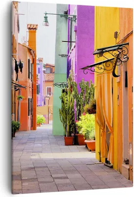 Produktbild von Bild auf Leinwand - Leinwandbild - Einteilig - Sommer Straße Haus - 50x70cm - Wand Bild - Wanddeko - Wandbilder - Leinwanddruck - Wanddekoration - Leinwand bilder - Wandbild - PA50x70-3583