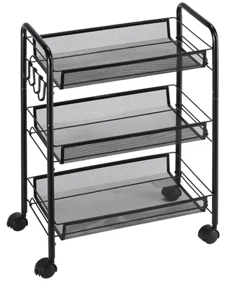 Image de Chariot š€ 3 niveaux avec paniers desserte š€ roulettes chariot de rangement roulante 45 x 26,5 x 63 cm Noir