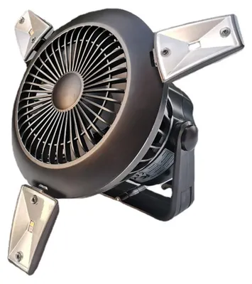 Produktbild von Qoosea Campingventilator für Zelte, wiederaufladbarer Zeltventilator mit Licht, tragbarer Solar-Campingventilator mit Haken, LED-Campinglaterne mit Deckenventilator und USB-Tischventilator