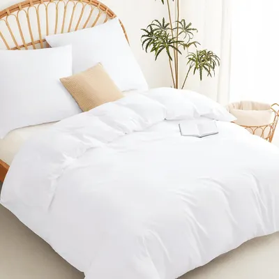 Immagine prodotto di TRANKIELO® - Set copripiumino matrimoniale 200x200 cm - 100% microfibra - Include 2 federe - Bianco