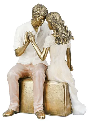 Productafbeelding van Gilde Figuur, set van twee, "Omhelzing", polyresin, crème, goudkleurig, VE 2, L. 11 cm, B. 12,5 cm, H. 18 cm 55133 4063387551332