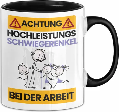 Produktbild von Schwiegerenkel Tasse Geschenk Lustiger Spruch Geschenkidee für Schwiegerenkel Achtung Hochleistungs Schwiegerenkel Bei Der Arbeit (Schwarz)