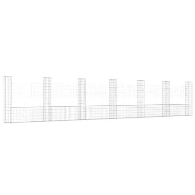 Zdjęcie produktu dla vidaXL Kosz gabionowy w kształcie litery U z 7 kolumnami żelaznymi 740x20x150 cm