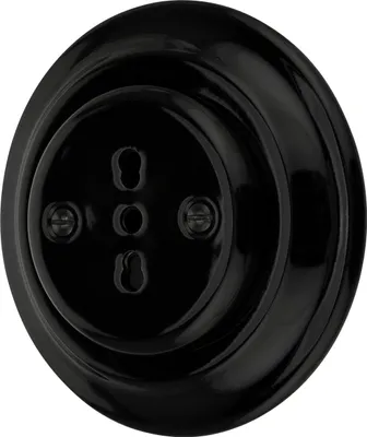 Produktbild von Unterputz Porzellan Retro Steckdose TypL Italienisch | PR1 schwarz