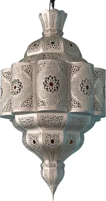 Image de Grande lampe orientale Suspension Roubla argent 120cm