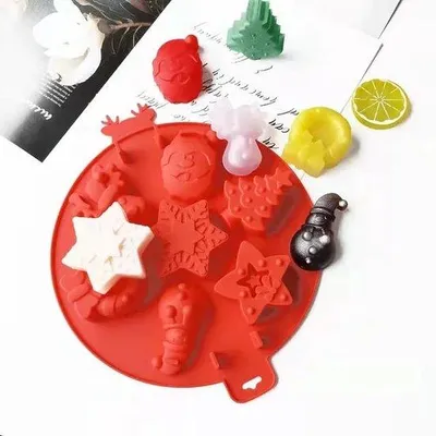 Produktbild von Runde Silikon-Backformen, Weihnachtsmotiv, 2er-Set