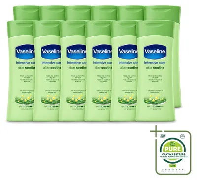 Imagen del producto de 12 unidades de Loción corporal calmante de Aloe Vera Vaseline - 200 ml - Paquete grande