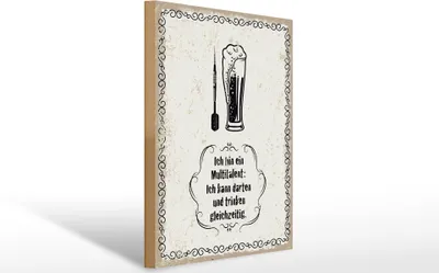 Produktbild von Holzschild  Multitalent kann trinken Darten, 40x30 cm, Holzschilder Spruch Sport Hobby