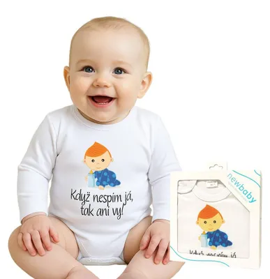 Immagine prodotto di Body stampato New Baby "Se io non dormo, non dormi nemmeno tu" - Confezione regalo, taglia 50
