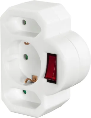Produktbild von Mehrfachsteckdose mit 3 Steckdosen – Netzschalter (Europäischer Stecker mit Erdung)