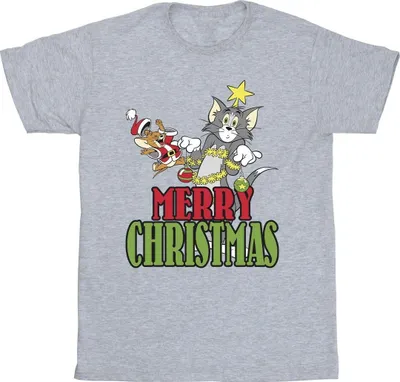 Produktbild von Tom And Jerry - "Merry Christmas Baubles" T-Shirt für Herren BI52130 (L) (Grau)