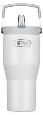 Produktbild von Thermos Flip Straw Tumbler mit Strohhalm und Henkel, 0,85 l, white mat