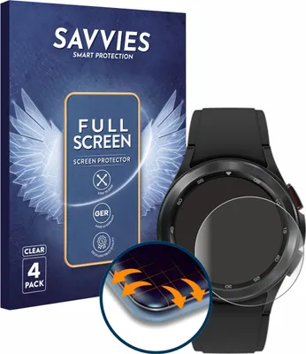 Produktbild von 4x Savvies Fullscreen Schutzfolie für Samsung Galaxy Watch 4 Classic (42mm) Displayschutz Folie Fullcover Klar Transparent
