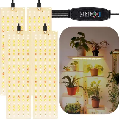 Zdjęcie produktu dla Lampa do uprawy roślin LED z 4 panelami i 540 diodami LED, 3 tryby światła, 10 poziomów jasności i timer (3/9/12 godzin) – lampa do uprawy roślin, łatwa w montażu, idealna do użytku domowego