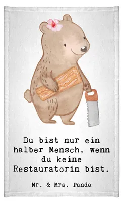 Produktbild von Mr. & Mrs. Panda Handtuch Restauratorin Herz - Weiß - Geschenk, Kleines, Gästehandtuch 30x50, Klein, Frotteetuch, Gästetuch