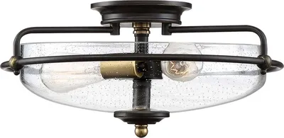 Produktbild von Deckenleuchte Metall Glas E27 rund D: 42,2 cm in Bronze Antik Messing Antik 3-flammig Jugendstil Deckenlampe