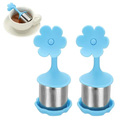 Productafbeelding van Roestvrijstalen theefilter voor losse thee - 2 stuks - Blauw