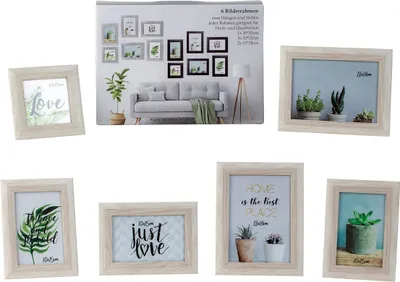 Produktbild von 6er Set Bilderrahmen in weiß Fotorahmen mit Aufsteller und Aufhängung Fotowand Collage Bilderrahmenset