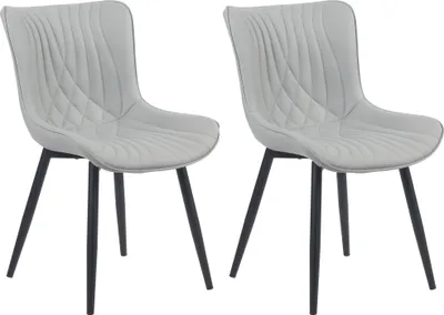 Produktbild von DELUKE® 2er Set Stühle KELCE Kunstleder - 80,5x50x62cm, grau, Kunstleder | Metall Gestell | Stühle Esszimmerstühle Stuhl Esszimmer Esstisch Stühle Küchenstuhl