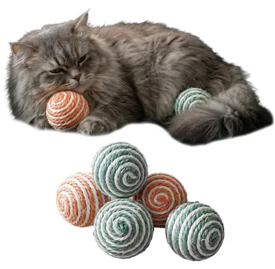 5 Sisal-Spielbälle für Katzen, 4,3 cm, bunt