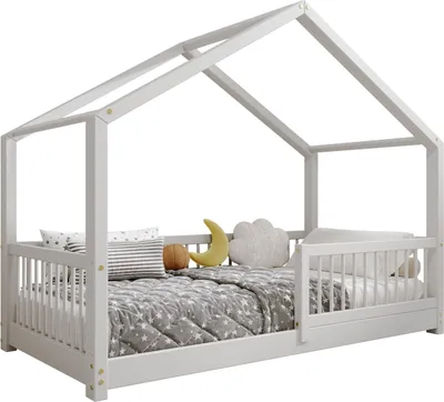 Obrázek produktu pro Dětská postel TIMBEE MURLO 100x200 cm šedá s lamelovým roštem přírodní dřevo borovice výška nohou postele 3 cm