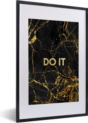 Produktbild von MuchoWow® Gerahmtes Poster Zitate - Motivation - Gold - Marmor 40x60 cm - Poster mit Schwarzem Bilderrahmen Wandposter Rahmen Foto Bilder - Poster in Rahmen