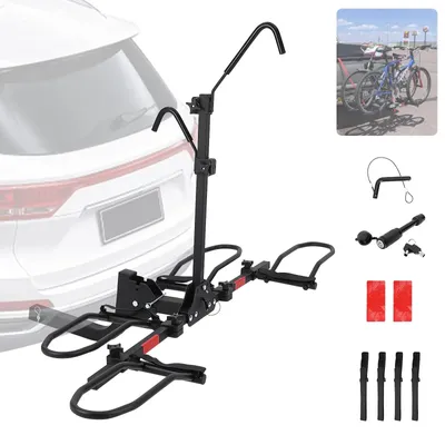Produktbild von Fahrradträger Anhängerkupplung - 2 Fahrrad Plattform - Abklappbar - Klappbar - Für E-Bikes und Fatbikes - 20 kg Traglast - Schwarz