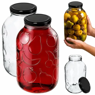 Produktbild von Einmachglas Konservenglas Einweckglas - 5 Liter - Ø 100 mm - Twist-off-Deckel - 2 Stück - Schwarz